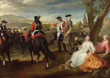 Inspectie van de zwarte musketiers op de Plaine des Sablons, 1729